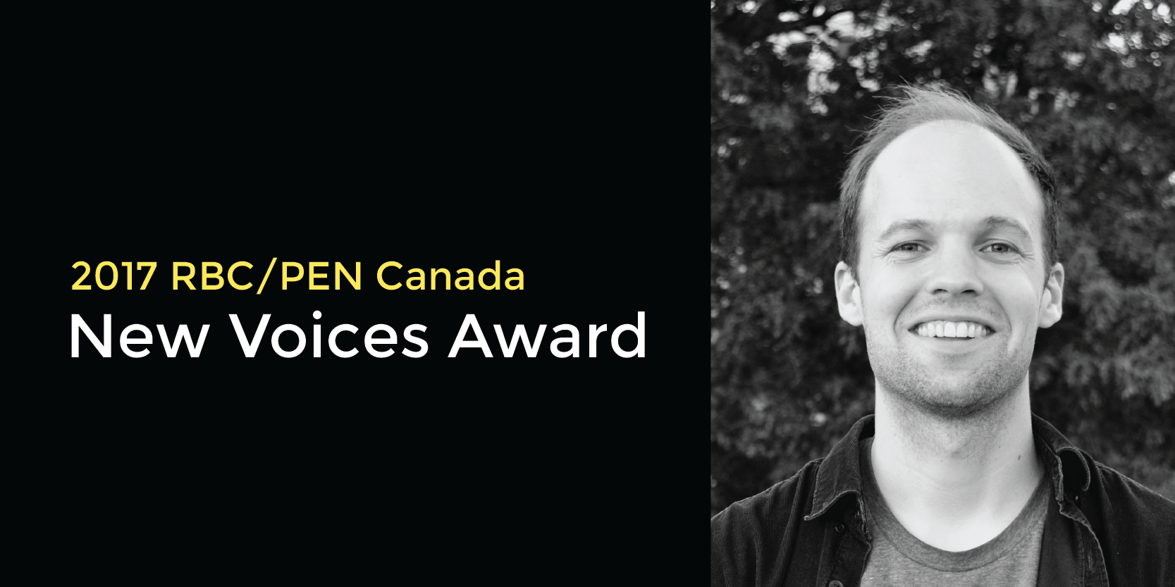 Mikko Harvey, winner of the 2017 RBC/PEN Canada New Voices Award