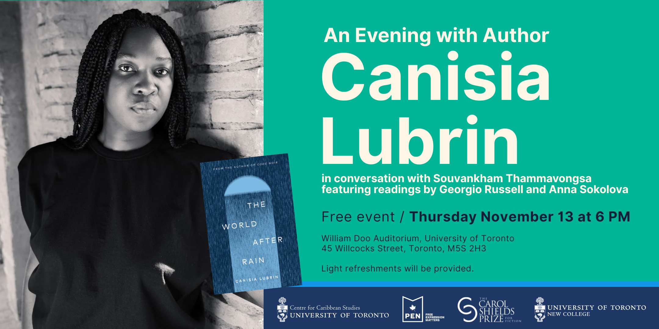 An Evening with author Canisia Lubrin (2160 x 1080 px)