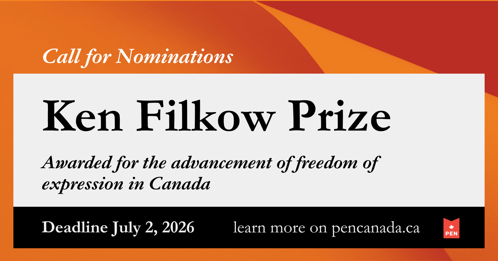 Nominations open for 2026 Ken Filkow Prize